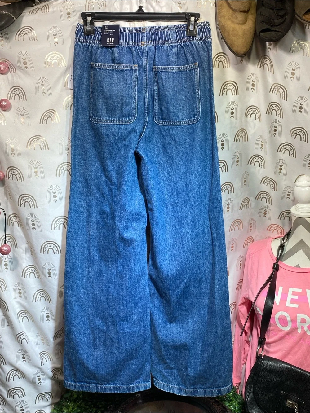 GAP Blue Elastic-Waist Wide-Leg Kids Jeans